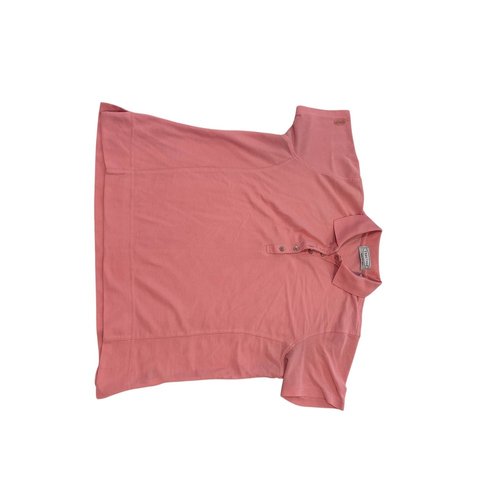 Tehama Womens Coral Pink Short Sleeve Polo Shirt Hang Em Dry Cotton Blend Large
